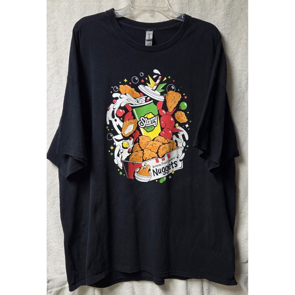 KFC Nuggets + Starry Soda Promotional Graphic T-Shirt Mens XXXL Black Cotton